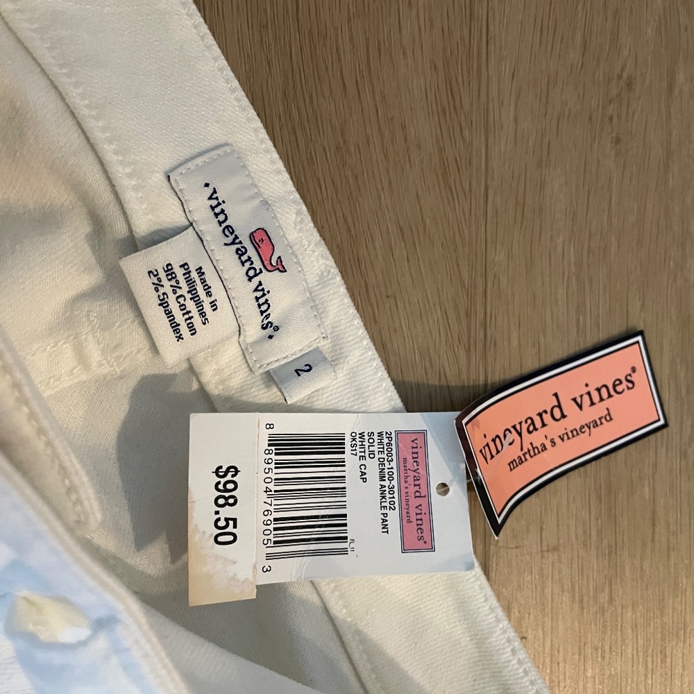 NWT Vineyard Vines White Jeans Ankle Pants Size 2 - Picture 4 of 4